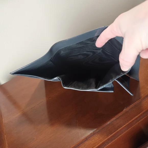 Prada Vintage Slate Gray Patent Leather Envelope Wallet - Picture 13 of 14